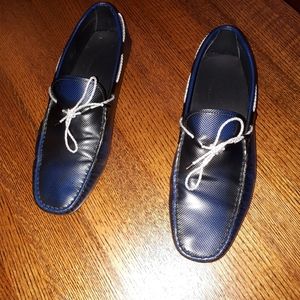 Tods Leather Driving Shoe- Blue Mens 10
